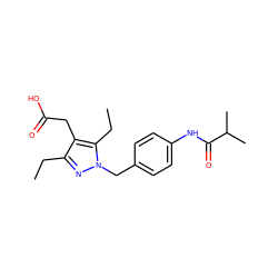 CCc1nn(Cc2ccc(NC(=O)C(C)C)cc2)c(CC)c1CC(=O)O ZINC000168892506