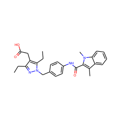 CCc1nn(Cc2ccc(NC(=O)c3c(C)c4ccccc4n3C)cc2)c(CC)c1CC(=O)O ZINC000169703190