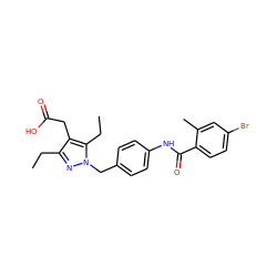 CCc1nn(Cc2ccc(NC(=O)c3ccc(Br)cc3C)cc2)c(CC)c1CC(=O)O ZINC000168882689