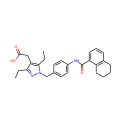 CCc1nn(Cc2ccc(NC(=O)c3cccc4c3CCCC4)cc2)c(CC)c1CC(=O)O ZINC000168884229