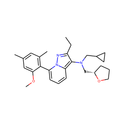 CCc1nn2c(-c3c(C)cc(C)cc3OC)cccc2c1N(CC1CC1)C[C@@H]1CCCO1 ZINC000084742481