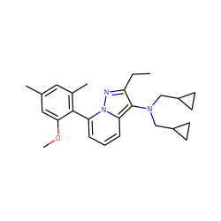 CCc1nn2c(-c3c(C)cc(C)cc3OC)cccc2c1N(CC1CC1)CC1CC1 ZINC000084740219