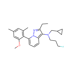 CCc1nn2c(-c3c(C)cc(C)cc3OC)cccc2c1N(CCCF)CC1CC1 ZINC000084740671