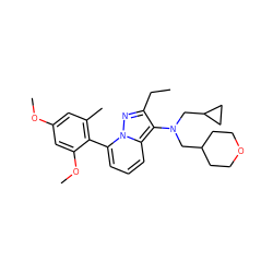 CCc1nn2c(-c3c(C)cc(OC)cc3OC)cccc2c1N(CC1CCOCC1)CC1CC1 ZINC000084732095