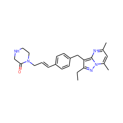 CCc1nn2c(C)cc(C)nc2c1Cc1ccc(/C=C/CN2CCNCC2=O)cc1 ZINC000144133713