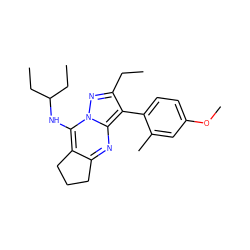 CCc1nn2c(NC(CC)CC)c3c(nc2c1-c1ccc(OC)cc1C)CCC3 ZINC000072113455