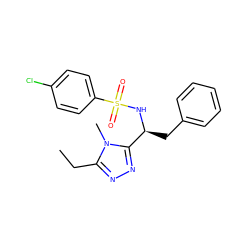 CCc1nnc([C@H](Cc2ccccc2)NS(=O)(=O)c2ccc(Cl)cc2)n1C ZINC000299863661