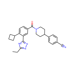 CCc1nnc(-c2cc(C(=O)N3CCC(c4ccc(C#N)cc4)CC3)ccc2C2CCC2)[nH]1 ZINC000150206248