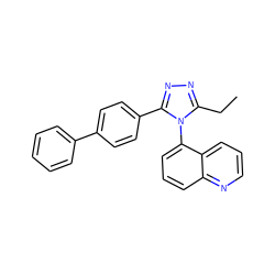 CCc1nnc(-c2ccc(-c3ccccc3)cc2)n1-c1cccc2ncccc12 ZINC000082154640