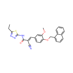 CCc1nnc(NC(=O)/C(C#N)=C/c2ccc(OCc3cccc4ccccc34)c(OC)c2)s1 ZINC000013584655