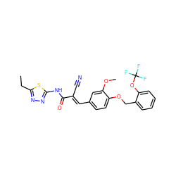 CCc1nnc(NC(=O)/C(C#N)=C/c2ccc(OCc3ccccc3OC(F)(F)F)c(OC)c2)s1 ZINC000013584653