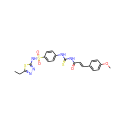 CCc1nnc(NS(=O)(=O)c2ccc(NC(=S)NC(=O)/C=C/c3ccc(OC)cc3)cc2)s1 ZINC000006088683