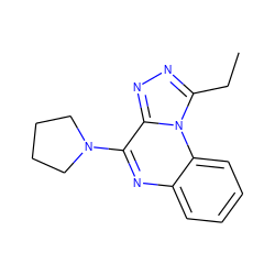 CCc1nnc2c(N3CCCC3)nc3ccccc3n12 ZINC000007504173