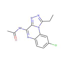 CCc1nnc2c(NC(C)=O)nc3ccc(Cl)cc3n12 ZINC000026379322