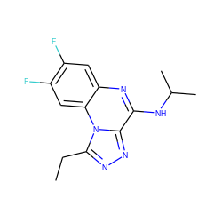 CCc1nnc2c(NC(C)C)nc3cc(F)c(F)cc3n12 ZINC000026379225