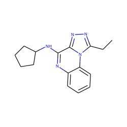 CCc1nnc2c(NC3CCCC3)nc3ccccc3n12 ZINC000015725633