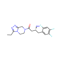 CCc1nnc2n1CCN(C(=O)C[C@H](N)Cc1cc(F)c(F)cc1F)C2 ZINC000028820852