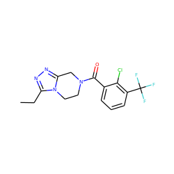 CCc1nnc2n1CCN(C(=O)c1cccc(C(F)(F)F)c1Cl)C2 ZINC000095565712