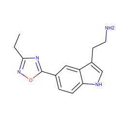 CCc1noc(-c2ccc3[nH]cc(CCN)c3c2)n1 ZINC000013827451