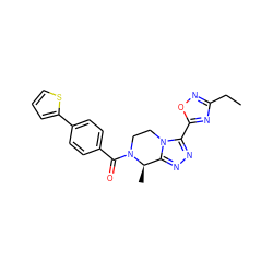 CCc1noc(-c2nnc3n2CCN(C(=O)c2ccc(-c4cccs4)cc2)[C@@H]3C)n1 ZINC000218913911