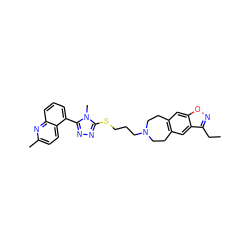 CCc1noc2cc3c(cc12)CCN(CCCSc1nnc(-c2cccc4nc(C)ccc24)n1C)CC3 ZINC000029126997