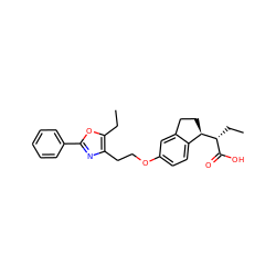 CCc1oc(-c2ccccc2)nc1CCOc1ccc2c(c1)CC[C@H]2[C@H](CC)C(=O)O ZINC000028563175