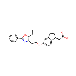 CCc1oc(-c2ccccc2)nc1CCOc1ccc2c(c1)CC[C@H]2CC(=O)O ZINC000028952013