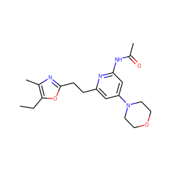 CCc1oc(CCc2cc(N3CCOCC3)cc(NC(C)=O)n2)nc1C ZINC000043076531