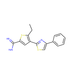 CCc1sc(C(=N)N)cc1-c1nc(-c2ccccc2)cs1 ZINC000013437890