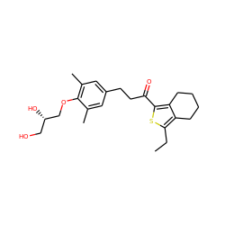 CCc1sc(C(=O)CCc2cc(C)c(OC[C@@H](O)CO)c(C)c2)c2c1CCCC2 ZINC000103258550