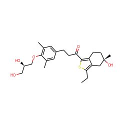 CCc1sc(C(=O)CCc2cc(C)c(OC[C@H](O)CO)c(C)c2)c2c1C[C@@](C)(O)CC2 ZINC000103258576