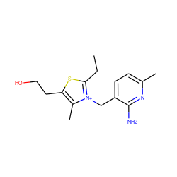 CCc1sc(CCO)c(C)[n+]1Cc1ccc(C)nc1N ZINC000029125669