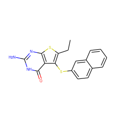 CCc1sc2nc(N)[nH]c(=O)c2c1Sc1ccc2ccccc2c1 ZINC000043012037