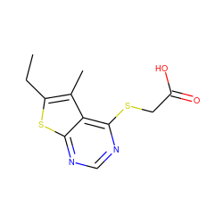 CCc1sc2ncnc(SCC(=O)O)c2c1C ZINC000653730833