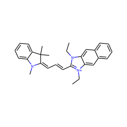 CCn1c(/C=C/C=C2/N(C)c3ccccc3C2(C)C)[n+](CC)c2cc3ccccc3cc21 ZINC000013452961