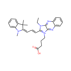 CCn1c(/C=C/C=C2/N(C)c3ccccc3C2(C)C)[n+](CCCC(=O)O)c2nc3ccccc3nc21 ZINC000013822031