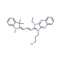 CCn1c(/C=C/C=C2/N(C)c3ccccc3C2(C)C)[n+](CCCO)c2nc3ccccc3nc21 ZINC000013822027