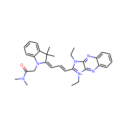 CCn1c(/C=C/C=C2/N(CC(=O)N(C)C)c3ccccc3C2(C)C)[n+](CC)c2nc3ccccc3nc21 ZINC000013822039