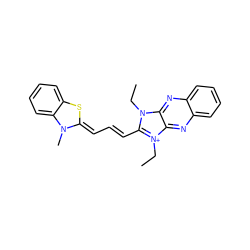 CCn1c(/C=C/C=C2\Sc3ccccc3N2C)[n+](CC)c2nc3ccccc3nc21 ZINC000013822043