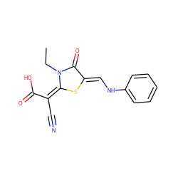 CCn1c(=C(C#N)C(=O)O)sc(=CNc2ccccc2)c1=O ZINC000253533667