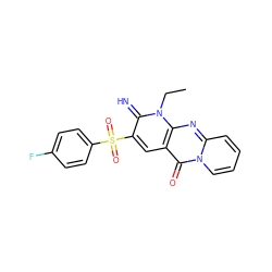 CCn1c(=N)c(S(=O)(=O)c2ccc(F)cc2)cc2c(=O)n3ccccc3nc21 ZINC000002428798