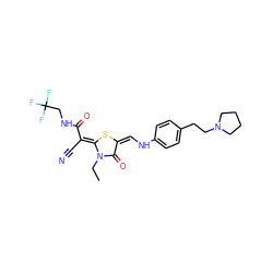 CCn1c(=O)/c(=C\Nc2ccc(CCN3CCCC3)cc2)s/c1=C(/C#N)C(=O)NCC(F)(F)F ZINC000101204581