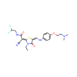 CCn1c(=O)/c(=C\Nc2ccc(OCCN(C)C)cc2)s/c1=C(/C#N)C(=O)NCC(F)F ZINC000101204578