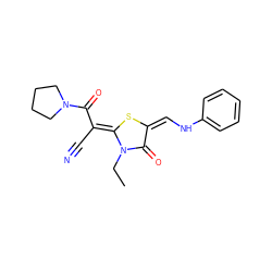 CCn1c(=O)/c(=C\Nc2ccccc2)s/c1=C(/C#N)C(=O)N1CCCC1 ZINC000101204587