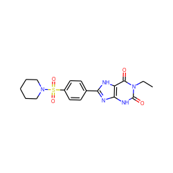 CCn1c(=O)[nH]c2nc(-c3ccc(S(=O)(=O)N4CCCCC4)cc3)[nH]c2c1=O ZINC000045497192