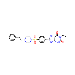 CCn1c(=O)[nH]c2nc(-c3ccc(S(=O)(=O)N4CCN(CCc5ccccc5)CC4)cc3)[nH]c2c1=O ZINC000042878853