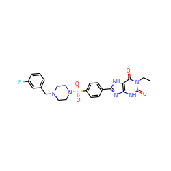 CCn1c(=O)[nH]c2nc(-c3ccc(S(=O)(=O)N4CCN(Cc5cccc(F)c5)CC4)cc3)[nH]c2c1=O ZINC000045495031