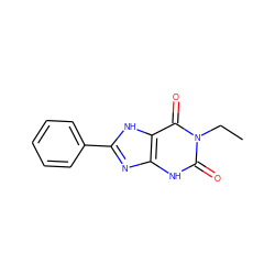 CCn1c(=O)[nH]c2nc(-c3ccccc3)[nH]c2c1=O ZINC000013472987