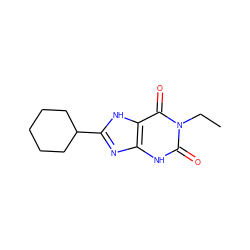 CCn1c(=O)[nH]c2nc(C3CCCCC3)[nH]c2c1=O ZINC000013833548