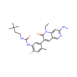 CCn1c(=O)c(-c2cc(NC(=O)NCCC(C)(C)C)c(F)cc2C)cc2cnc(NC)cc21 ZINC000473136472